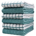 thumbnail image 1 of Premium Kitchen Towels (16”x 28”, 6 Pack) – Large Cotton Kitchen Hand Towels – Chef Weave Design – 380 GSM Highly Absorbent Tea Towels Set With Hanging Loop – Aqua, 1 of 6