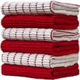 thumbnail image 1 of Premium Kitchen Towels (16”x 28”, 6 Pack) – Large Cotton Kitchen Hand Towels –Chef Weave Design– 380 GSM Highly Absorbent Tea Towels Set With Hanging Loop – Red, 1 of 6