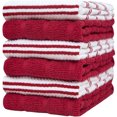 thumbnail image 1 of Premium Kitchen Towels (16”x 28”, 6 Pack) – Large Cotton Kitchen Hand Towels – Popcorn Grid Design – 380 GSM Highly Absorbent Tea Towels Set With Hanging Loop – RED, 1 of 6
