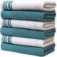 thumbnail image 1 of Premium Kitchen Towels (16”x 28”, 6 Pack) – Large Cotton Kitchen Hand Towels –Weft Insert Design– 380 GSM Highly Absorbent Tea Towels Set With Hanging Loop – Teal, 1 of 3
