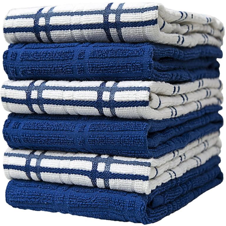 Fresh & Simple Navy Dot Weft Kitchen Towel, 16 x 26, 5 Pack