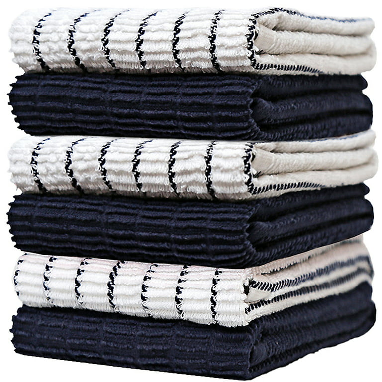 Premium Kitchen Towels (16x 28, 6 Pack) Large Cotton Kitchen Hand Towels  Chef Weave Design 380 GSM Highly Absorbent Tea Towels Set With Hanging Loop