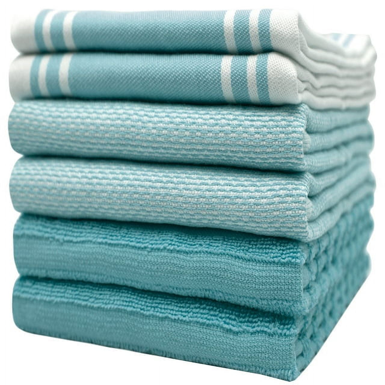 Premium Kitchen Towels 20 x 28 6 Pack Large Cotton Kitchen Hand Towels Vintage Striped Flat Terry Towel Highly Absorbent Tea Towels Set with Hanging Loop Aqua Walmart