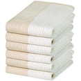 thumbnail image 1 of Premium Kitchen Towels (20”x 28”, 6 Pack) | Yarn Dyed Flat Woven Stripe Kitchen Towel Set| 238 GSM | Highly Absorbent with Hanging Loop | Tan, 1 of 4