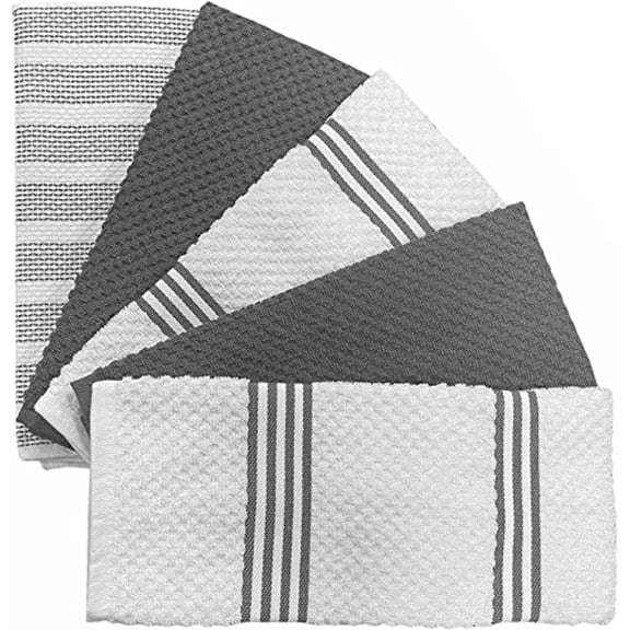 Premium Kitchen Towels, 5 Pack Cotton Terry Kitchen Towel with Hanging Loop, 450 GSM Quick Drying Soft and Highly Absorbent, Heavy Duty, Great for Kitchen or Household Size: 16” x 26”.