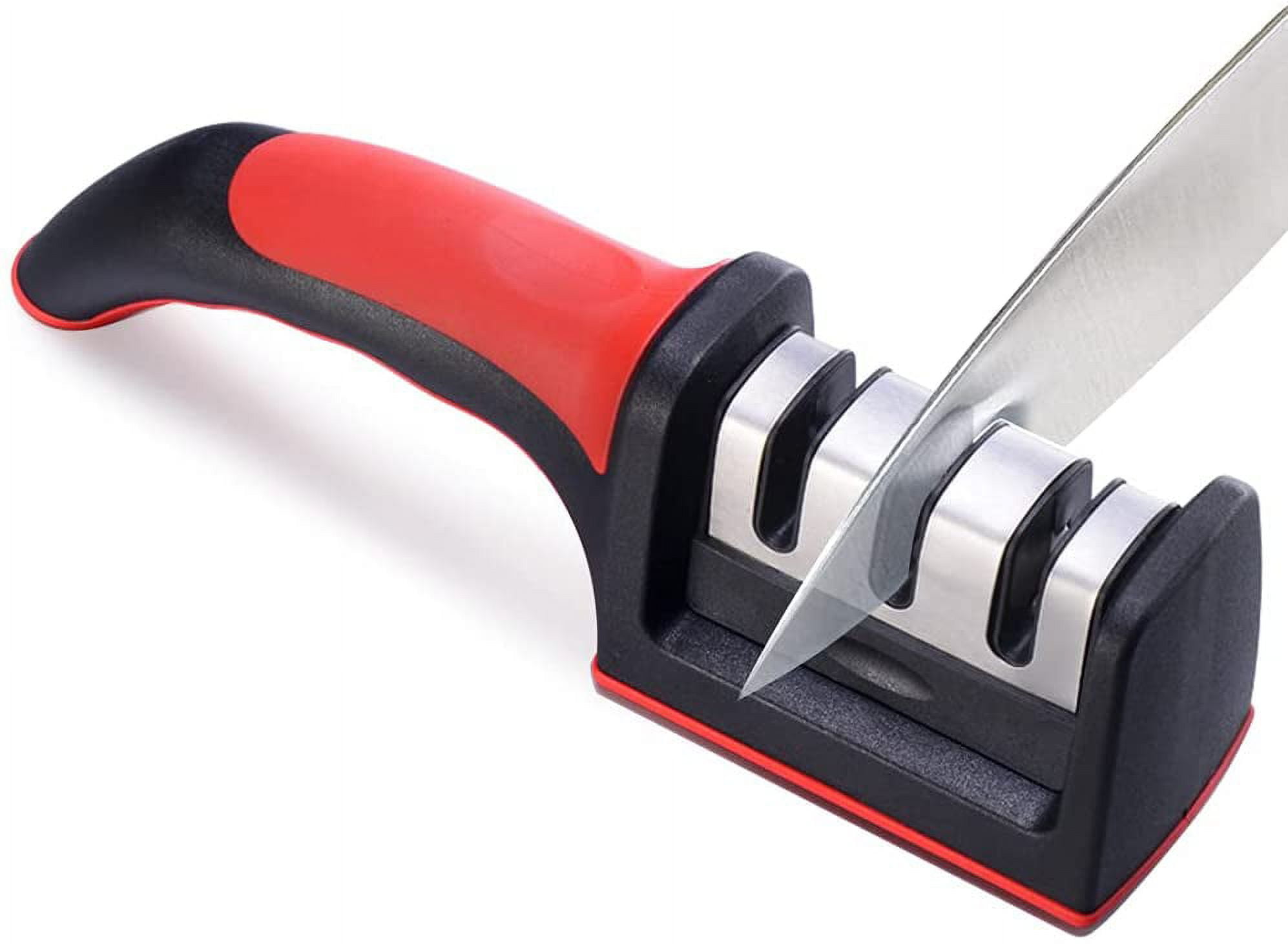 Kitchen Knife Sharpener,2023 Best Upgraded 3-Stage Blade Sharpener Stone(Ceramic,Coarse,Fine).Made for Chef/Fillet Knives.Easy Manual Sharpening
