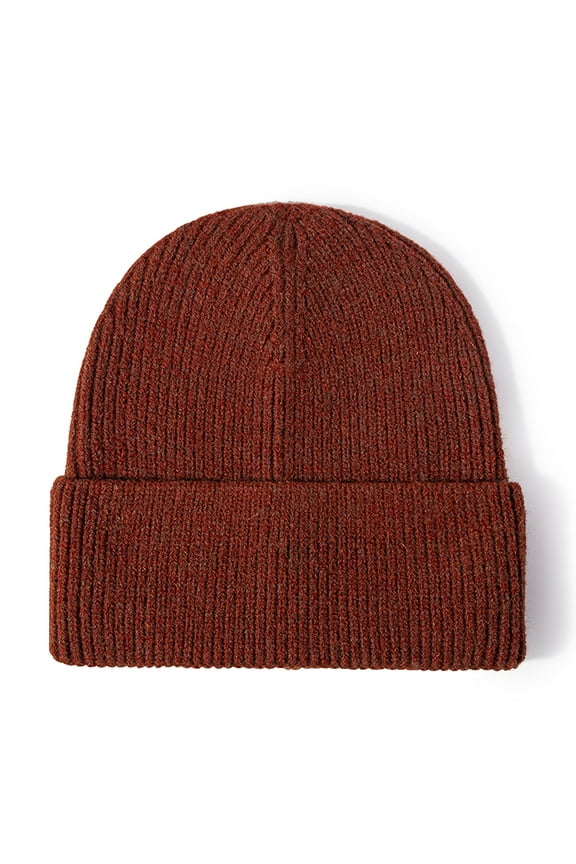 Premium Knit Beanie With Cuff for Men and Women, One Size, Rust Red