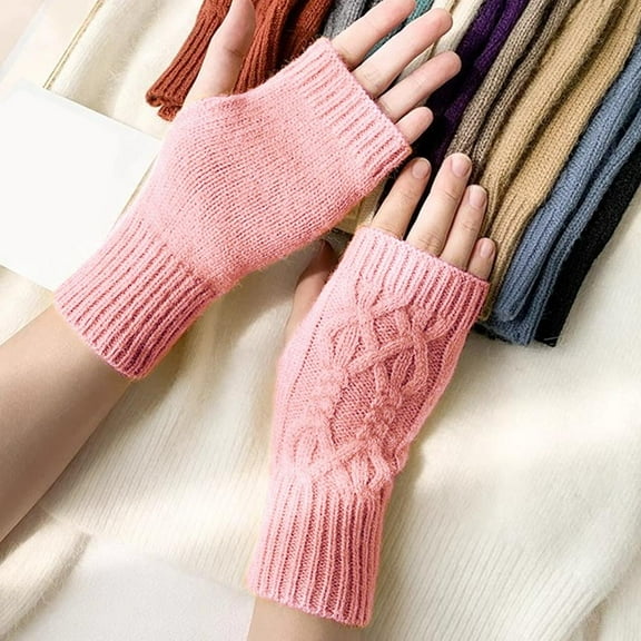 Premium Knitted Fingerless Gloves for Women Soft Polyester Cable-Knit Design All Season Comfort and Versatile Style