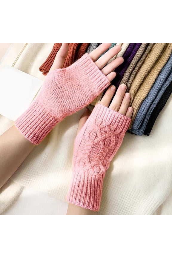 Premium Knitted Fingerless Gloves for Women Soft Polyester Cable-Knit Design All Season Comfort and Versatile Style