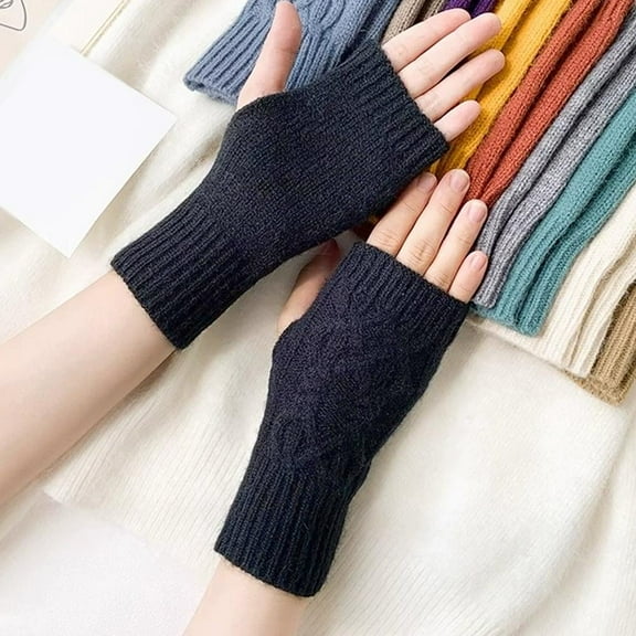 Premium Knitted Fingerless Gloves for Women Soft Polyester Cable-Knit Design All Season Comfort for Commuting and Outdoor Activities