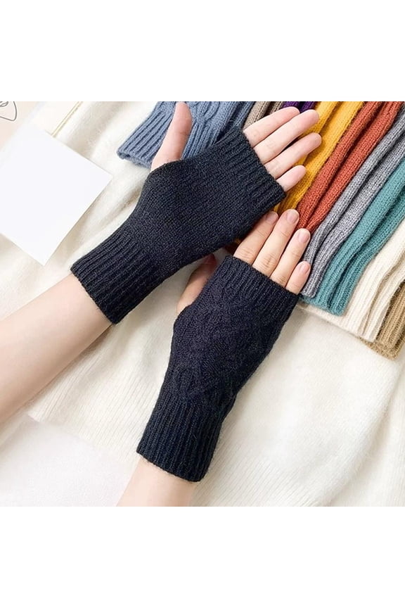 Premium Knitted Fingerless Gloves for Women Soft Polyester Cable-Knit Design All Season Comfort for Commuting and Outdoor Activities