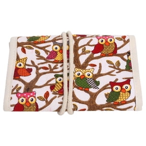 Premium Knitting Needles Case and Crochet Hooks Storage Bag Portable Travel Knitting Needle Organizer Zipper Pouch for Craft Tools, Owl Pattern (19 x 14 Inches / 48.2 x 35.5 cm)