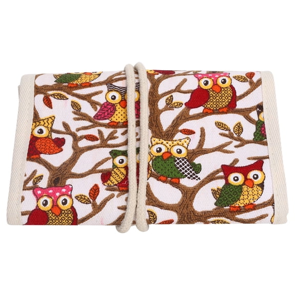 Premium Knitting Needles Case and Crochet Hooks Storage Bag Portable Travel Knitting Needle Organizer Zipper Pouch for Craft Tools, Owl Pattern (19 x 14 Inches / 48.2 x 35.5 cm)
