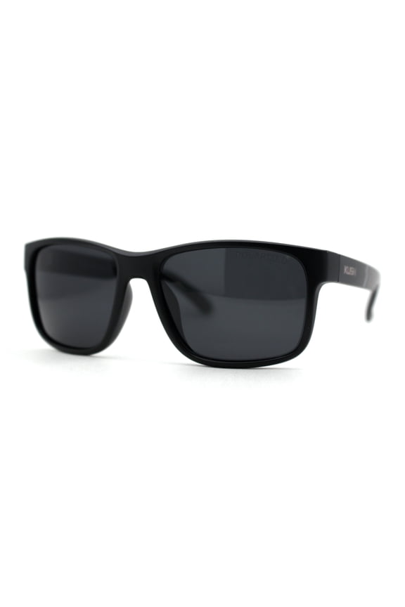 Premium Kush Polarized Sport Horn Rim All Black Sunglasses Silver Logo