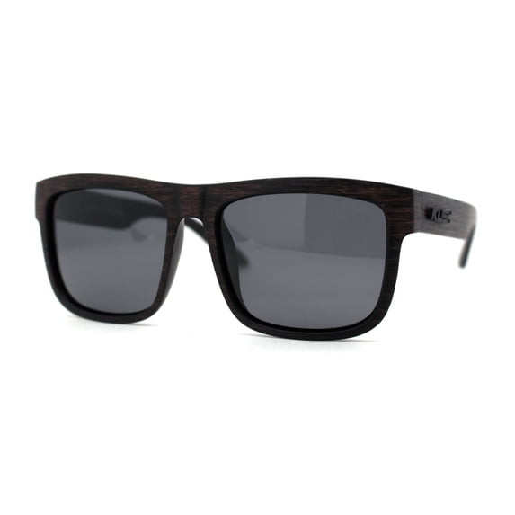 Premium Kush Polarized Woodgrain Horn Rim Sunglasses Brown