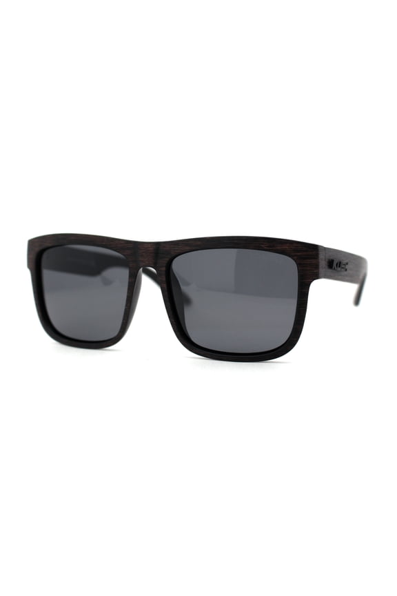 Premium Kush Polarized Woodgrain Horn Rim Sunglasses Brown