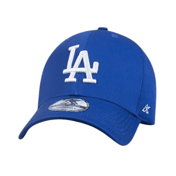 Premium L|A Clean Up Adjustable Strapback Hat – Garment Washed Cotton Dad Cap, Curved Brim Baseball Hat, White Logo, Unisex One Size Fits Most (Blue and White)