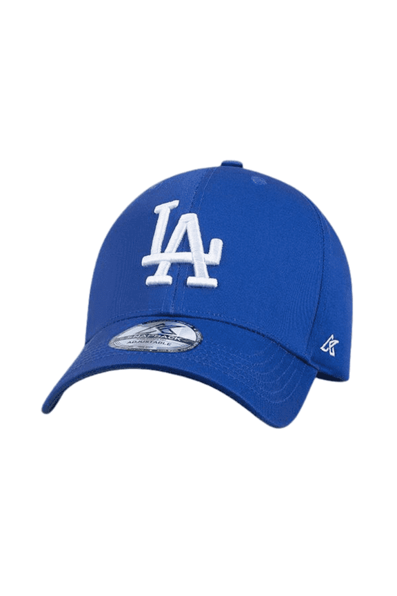 Premium L|A Clean Up Adjustable Strapback Hat – Garment Washed Cotton Dad Cap, Curved Brim Baseball Hat, White Logo, Unisex One Size Fits Most (Blue and White)