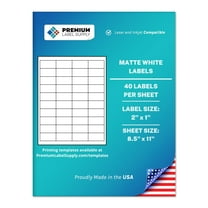 Premium Label Supply White Sticker Barcode Labels – 2” x 1" – Laser/Inkjet Compatible – (40 Labels/Sheet), 25 Sheets – 1000 Total Adhesive Labels