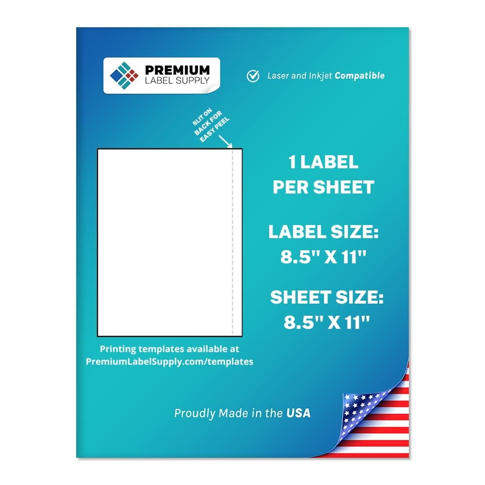 Premium Label Supply White Sticker Full Sheet Shipping Labels – 8.5