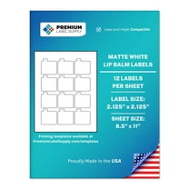 Premium Label Supply White Sticker Lip Balm Labels – 2.125” x 2.125” – Laser/Inkjet Compatible – (12 Labels/Sheet), 25 Sheets – 300 Total Adhesive Labels