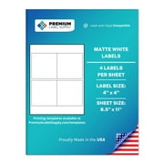 Premium Label Supply White Sticker Square Labels   4  x 4    Laser/Inkjet Compatible   4 Labels/Sheet, 25 Sheets - 100 Total Adhesive Labels