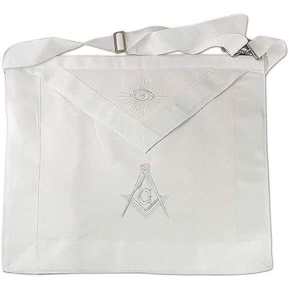 Premium Lambskin Masonic Master Mason White Embroidered Apron White Ribbon Handcrafted