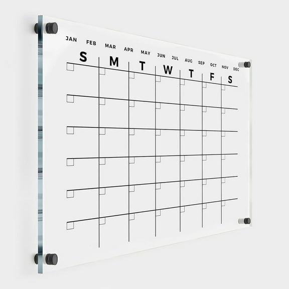 Premium Large Acrylic Wall Calendar - Reusable Board for Office and Home - Dry Erase Board - Large Glass Calendar for Wall (28x20" (BestSeller), Black Standoff)