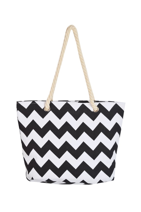 Premium Large Chevron Zig Zag Canvas Tote Shoulder Bag Handbag