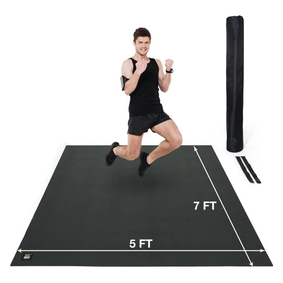 Premium Large Exercise Floor Mats, 7 MM Workout Mats for Home Gym Thick, Heavy-Duty Floor Mat for Gym, Cardio, Weightlifting, Exercise Equipment, Shoe-Friendly 7' X 5'