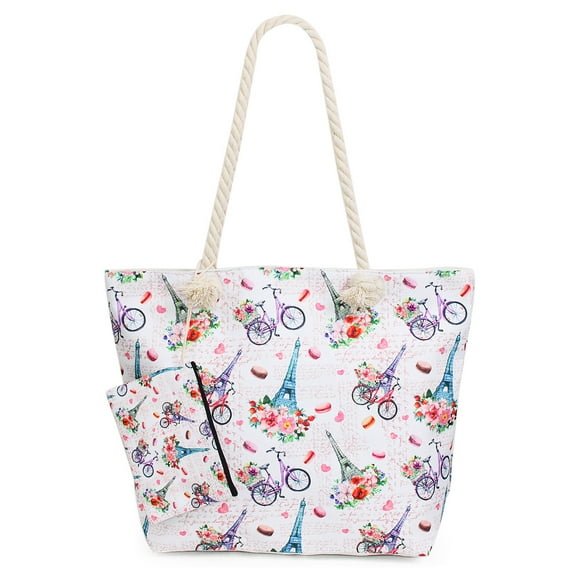 Premium Large Paris Eiffel Tower Print Shoulder Bag Handbag Tote Purse