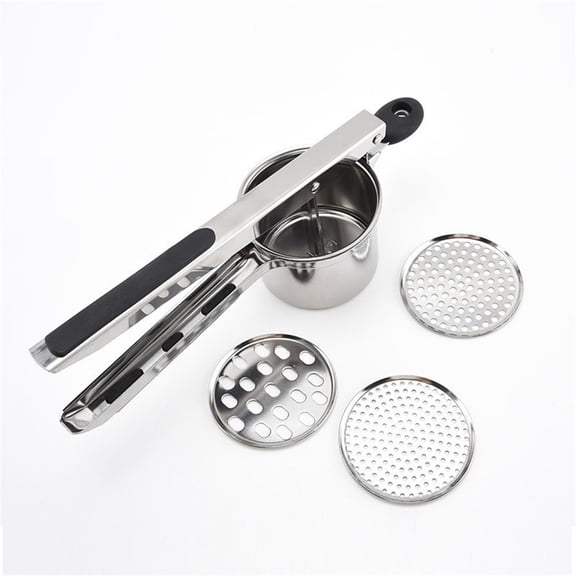 Premium Large Potato Ricer With 3 Interchangeable Discs, Heavy Duty Professional Stainless Steel Potato Masher and Ricer Kitchen Tool, Press and Mash Kitchen Gadget
