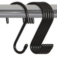 thumbnail image 1 of Premium Large S-Hooks with Rubber Grip - Set of 6 Heavy Duty Steel Metal Multipurpose Hooks - Rust Resistant - Hanging Kitchen, Closet, and Storage Items - 3 x 5.75 Inch - Deep Black, 1 of 5