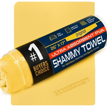 Champion Chamois Absorbent Car Drying Towel, PVA Shammy Cloth, 26 x 17 in, Original
