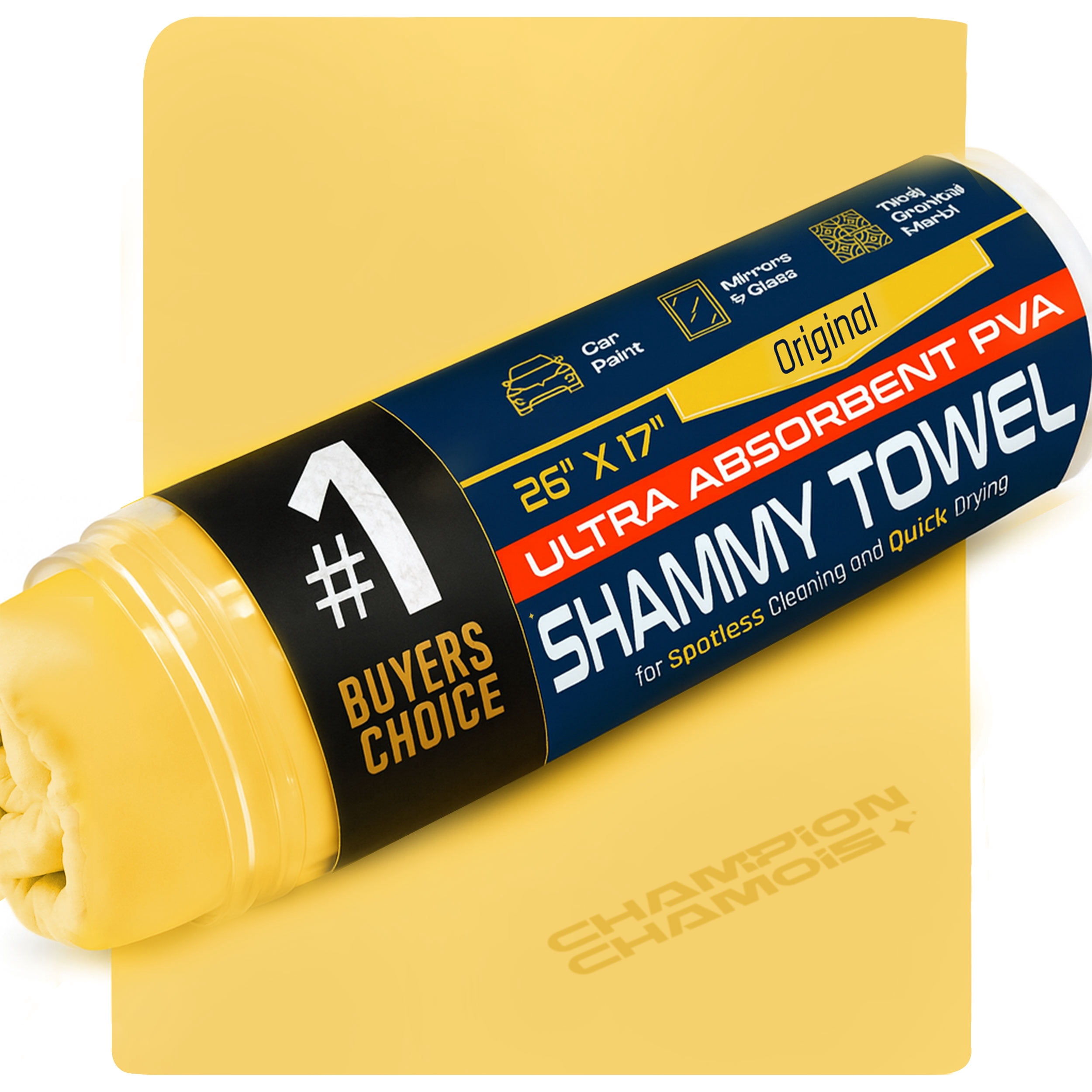 Champion Chamois, Shammy Towel, 26"x17", Large Absorbent Car Towel ...