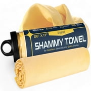 Premium Large Shammy Towel for Cars 26"x17" - Super Absorbent, Soft, Scratch-Free, Lint-Free Chamois Cloth - Reusable Car Drying Towel - Original