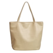 Premium Large Solid Color Vegan PU Pebble Leather Tote Shoulder Bag Handbag