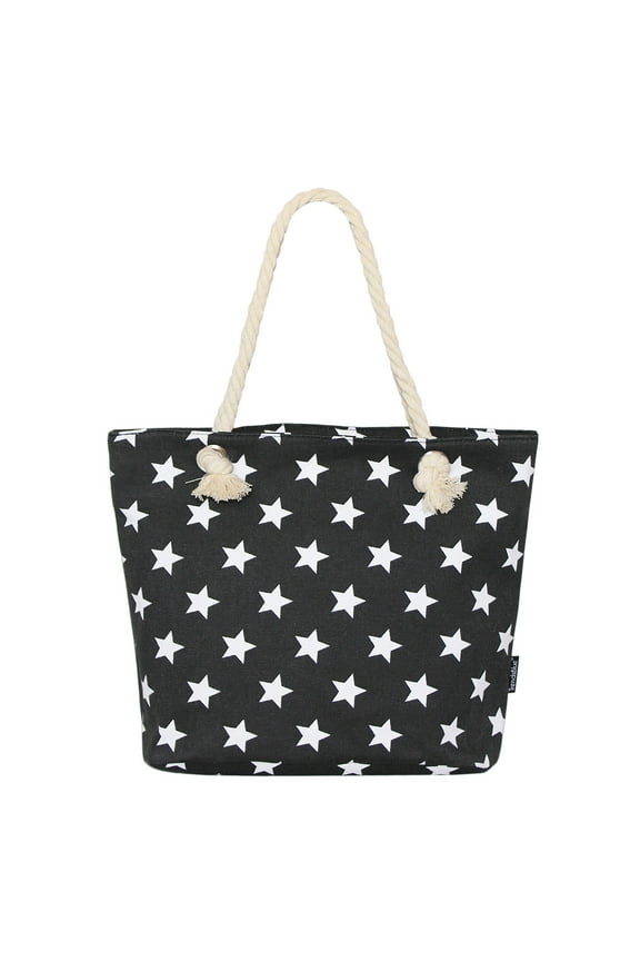Premium Large Star Patterned Canvas Tote Shoulder Bag Handbag