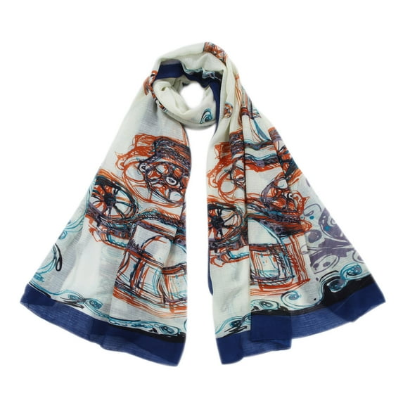 Premium Large Vintage Cars & Wheels Print Fashion Scarf Wrap