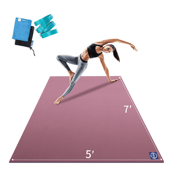 Premium Large Yoga Mat 7'x5'x9mm, Extra Thick Comfortable Barefoot Exercise Mat, Non-Slip, Eco-Friendly Workout Mats and Home Gym Flooring Cardio Mat for Support in Pilates