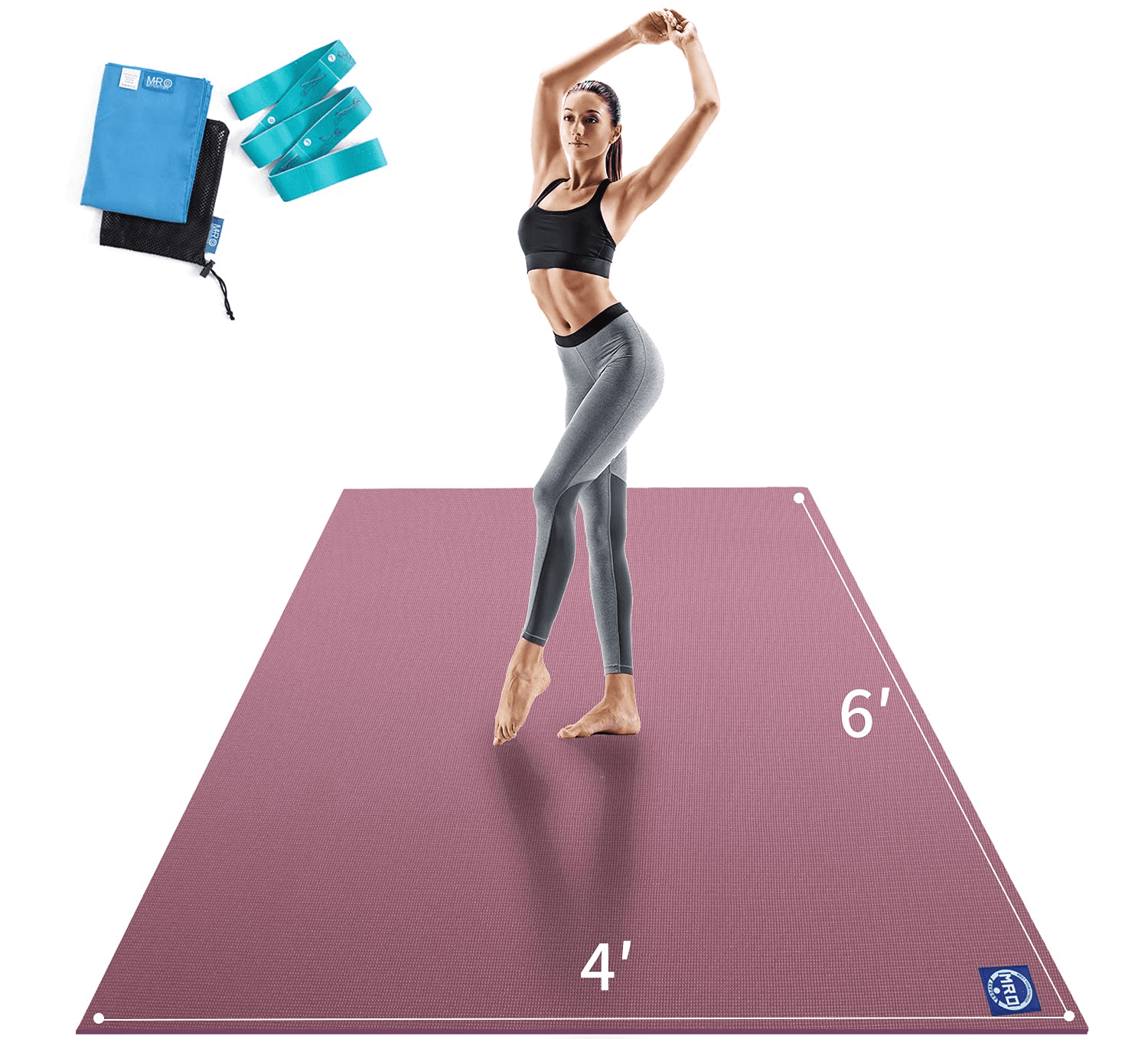 Premium Large Yoga Mat 72"x 48"x 9mm, Feel Free to Move, Non-Slip, Extra Wide and Thick Exercise Mats for Home Gym Workout, High Resilience, Ultra Comfortable Big Mat for Men and Women Fitness, Eco-fr
