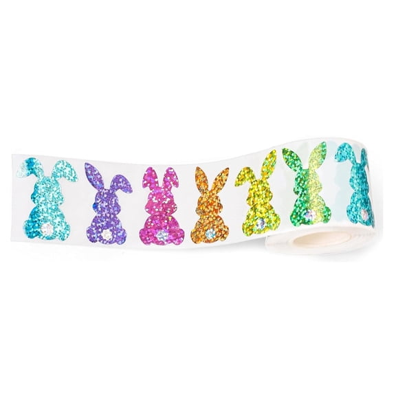 Premium Laser Bunny Stickers Roll for Creative Decoration, Perfect for Scrapbooking, Gift Wrapping & Seasonal Craft Projects, Easy to Use Adhesive for Versatile Surface Applications