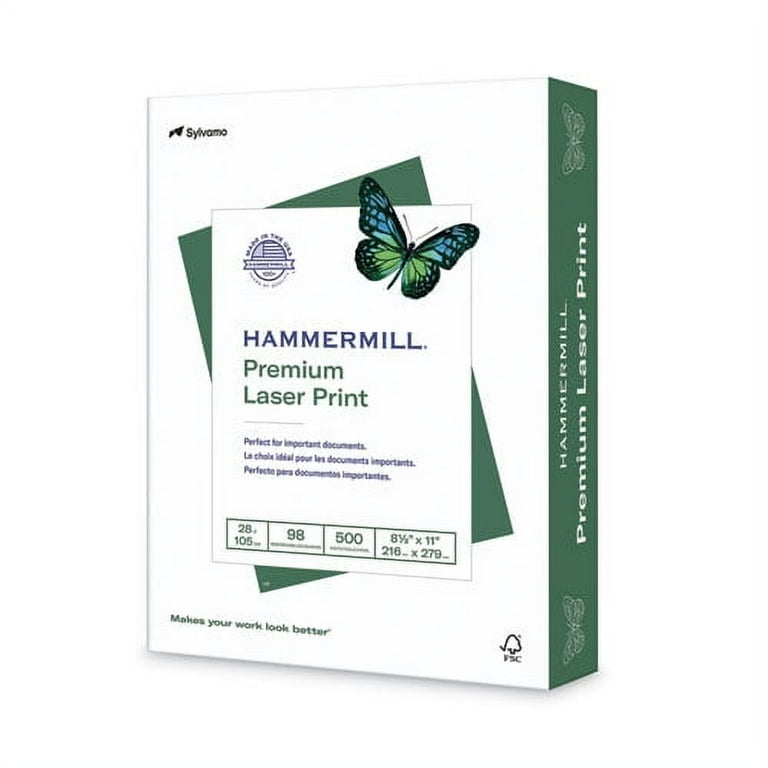Premium Laser Print Paper, 98 Bright, 28 lb Bond Weight, 8.5 x 11, White, 500/Ream Premium Laser Print Paper, 98 Bright, 28 lb Bond Weight, 8.5 x 11, White, 500/Ream