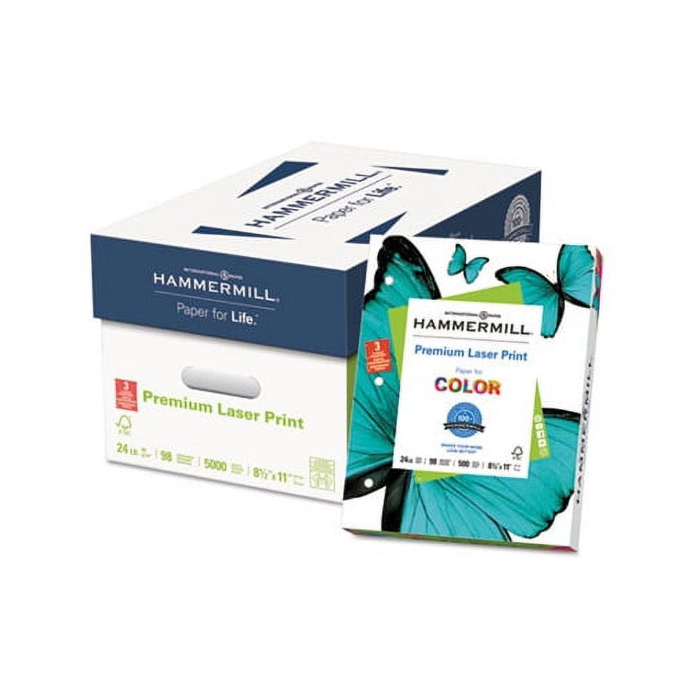 Premium Laser Print Paper 98 Bright, 3-Hole, 24lb, 8.5 x 11, White, 500/Ream