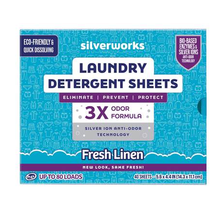 Premium Laundry Detergent Sheets, Silver Ion Odor Elimination Technology, Laundry Sheets Detergent Powerfully Clean & Prevent Odors, Washer Sheets Detergent (40 Sheets), Fresh Linen
