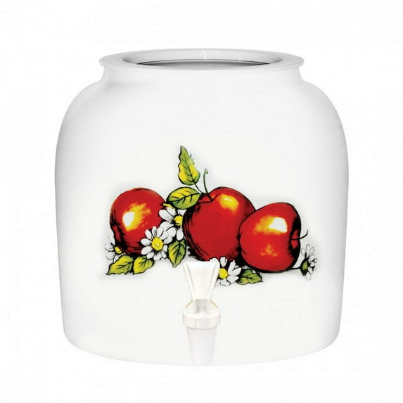 Premium Lead-Free Porcelain Beverage Dispenser - 2.5 Gallons - Comes with Crock Ring Protector, No-Drip Chrome Painted BPA-Free Plastic Spigot Faucet - Lemons & Strawberries