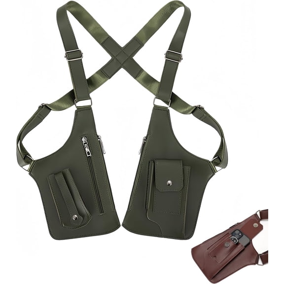 Premium Leather Adjustable Underarm Shoulder Bag, Anti-Theft Strap Wallet, Double Shoulder Armpit Bags for Men, Women