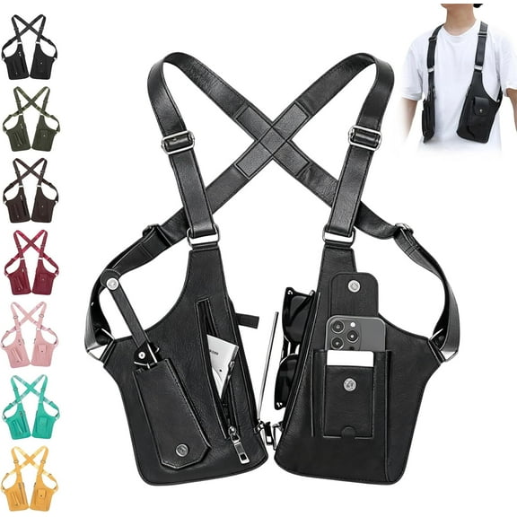 Premium Leather Adjustable Underarm Shoulder Bag for Men, Unisex Hidden Shoulder Holster Bag, Water Resistant Anti-Theft,For Men-Hidden Storage
