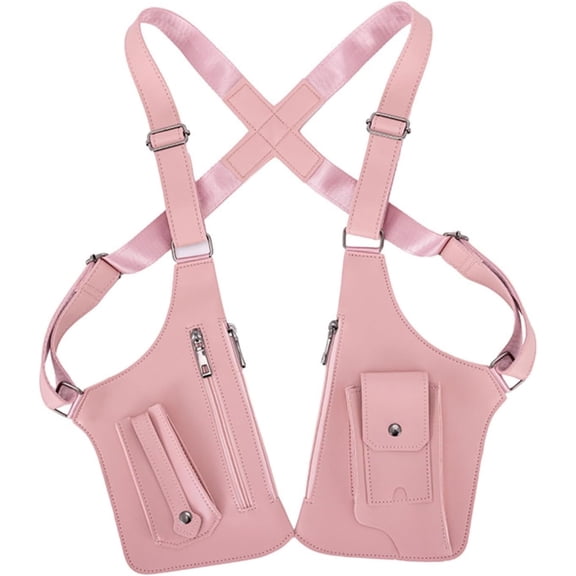 Premium Leather Adjustable Underarm Shoulder Bag for Men & Women, Hidden Strap Wallet with Double Pockets for Travel, Hiking