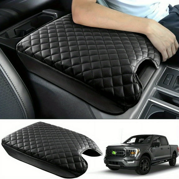 Premium Leather Armrest Cover for Ford F150 2015-2020 - Custom Fit for Center Console Bucket Seats